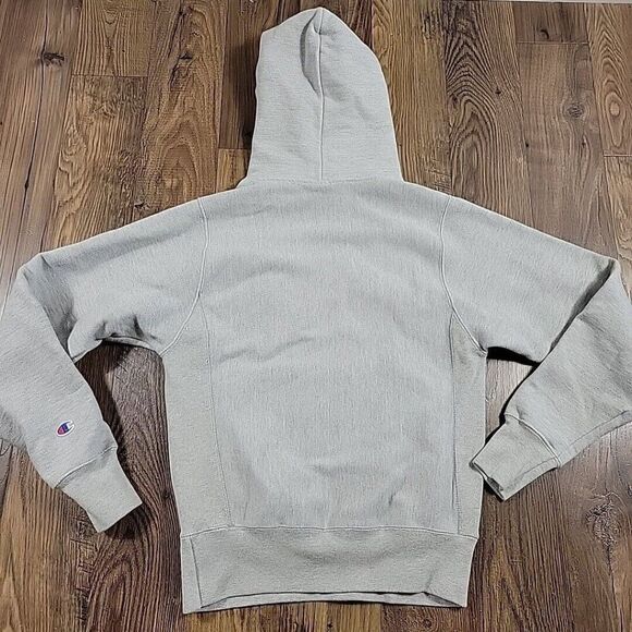 Champion Sweatshirt Adult XS Gray Reverse Weave Hoodie Spellout Long Sleeve - Picture 6 of 7